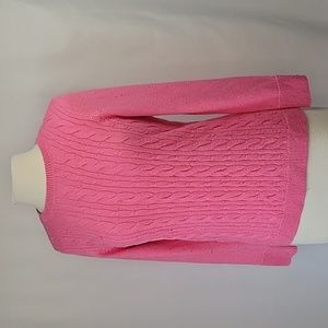 Talbots Confetti Marled Lightweight Cable Knit Sweater Pink Size MP NWT